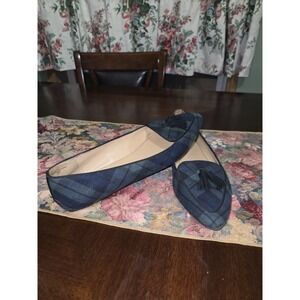 Francesca Tasseled Driving Moccasins - Black Watch Plaid Size 8 M Pointed Toe